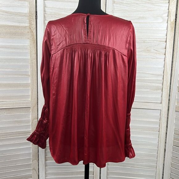 Current Air Smocked Sleeve Crinkle Popover Blouse Medium - Picture 8 of 12